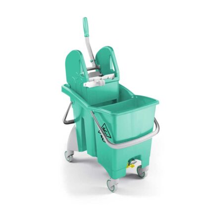 carucior verde de cuuratenie cu storcator si o galeata de 30l