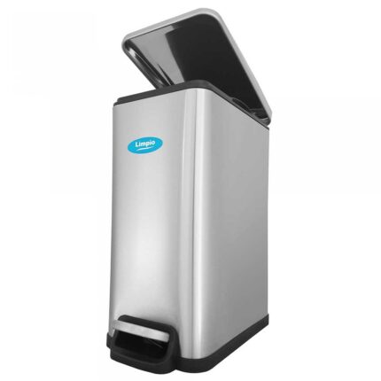 cos de gunoi din inox cu inchidere lenta limpio cxr 10l deschis