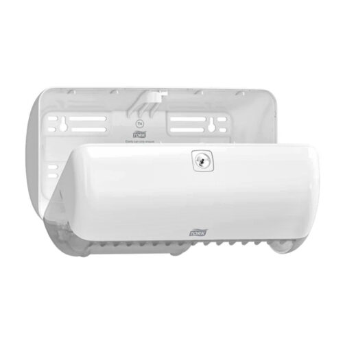 detaliu interior dispenser dublu tork alb pentru hartie conventionala