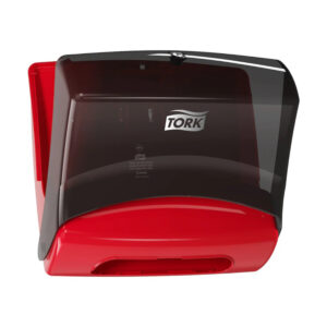 dispenser pentru lavete pliate tork rosu cu negru deschis