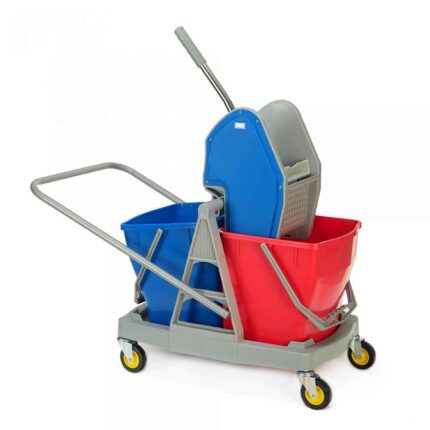 carucior de curatenie cu storcator si 2 galeti x 30 litri limpio c045