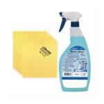 Pachet promotional pentru spalat geamuri lavete Vileda microPVA si Taski Sprint Glass 750 ml